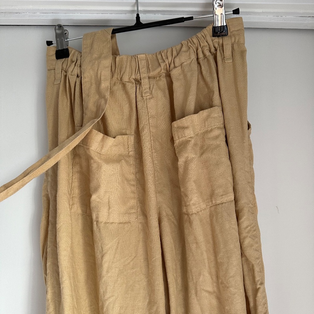 Camel S/M Boyfriend Loose Pleated Front Pants NotPerfectLinen - Picture 5 of 10